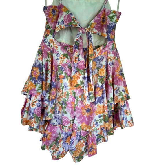 One And Only Collective Floral Ruffle Hem Mini Romper Dress Open Back Design - Picture 5 of 12